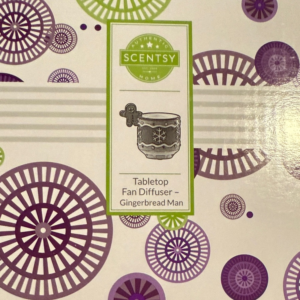 Scentsy Gingerbread Man Fan Diffuser - Purple and White